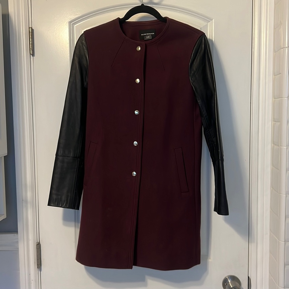 XS leather and wool club Monaco coat